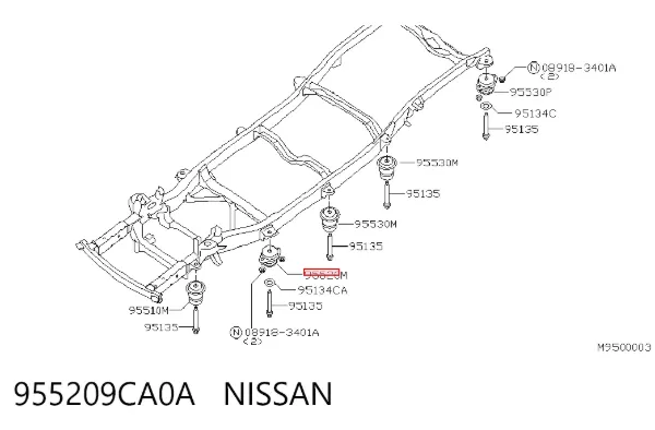 Coxim de chassi (de fixação de carroçaria) 955209CA0A Nissan/Infiniti