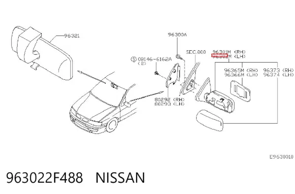 Espelho de retrovisão esquerdo Nissan Primera P12