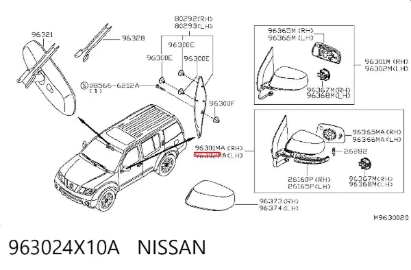 Espelho de retrovisão esquerdo 963024X10A Nissan/Infiniti