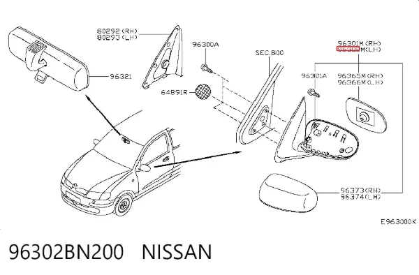 Espelho de retrovisão esquerdo Nissan Almera II