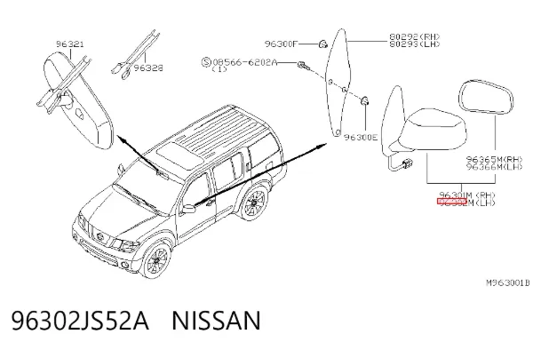 Espelho de retrovisão esquerdo 96302JS52A Nissan/Infiniti