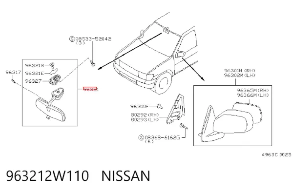 Espelho de salão interno Nissan Pathfinder R50