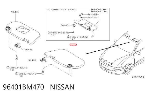Pala contra o sol 96401BM470 Nissan/Infiniti