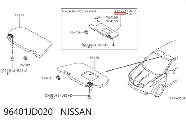 Pala contra o sol 96401JD020 Nissan/Infiniti
