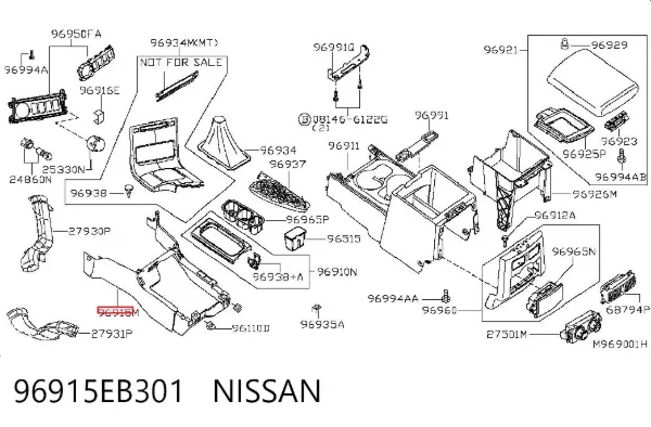 Consola de painel de controlo central 96915EB301 Nissan/Infiniti