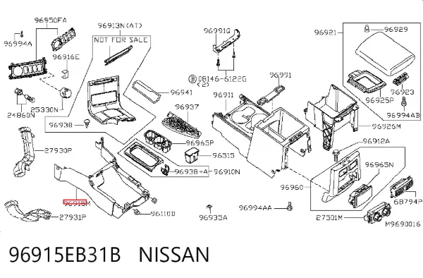 Consola de painel de controlo central 96915EB31B Nissan/Infiniti