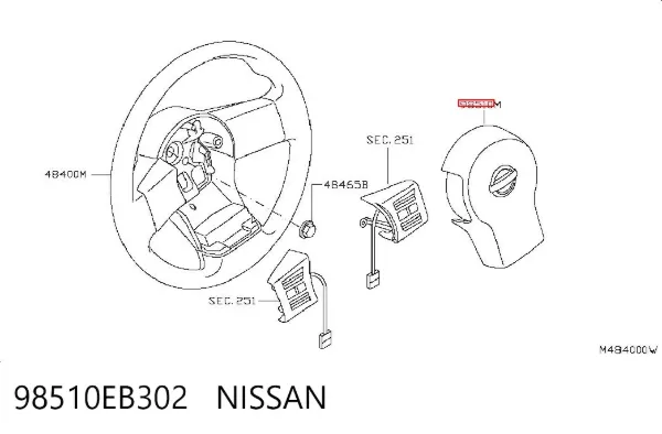 Cinto de segurança (AIRBAG) de condutor 98510EB302 Nissan/Infiniti