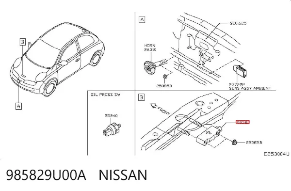Sensor AIRBAG dianteiro 985829U00A Nissan/Infiniti