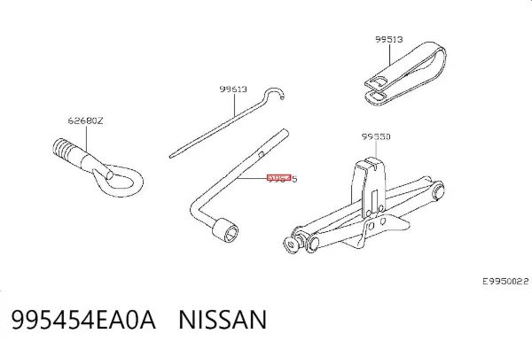 Chave para os pneus (de encaixe) 995454EA0A Nissan/Infiniti