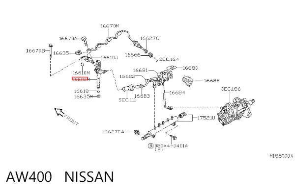 Injetor de injeção de combustível AW400 Nissan/Infiniti