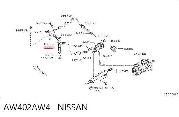 Injetor de injeção de combustível AW402AW4 Nissan/Infiniti