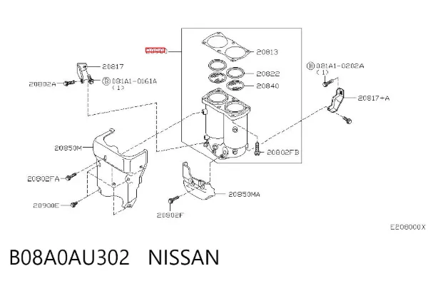 Convertidor - catalisador B08A0AU302 Nissan/Infiniti