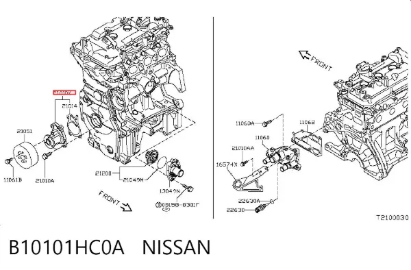 Bomba de água (bomba) de esfriamento B10101HC0A Nissan/Infiniti