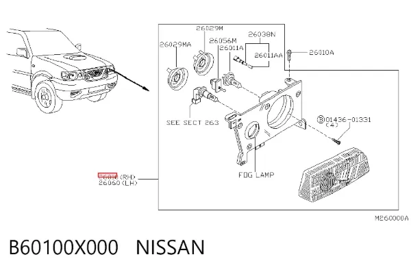 Luz direita B60100X000 Nissan/Infiniti