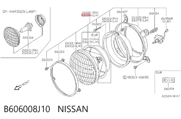 Luz esquerda B606008J10 Nissan/Infiniti