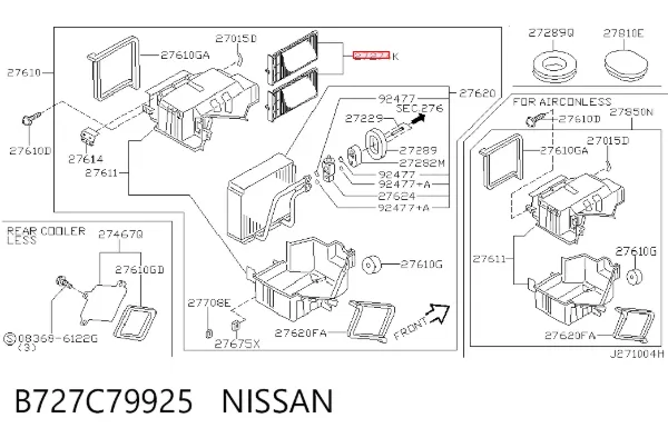 Filtro de salão B727C79925 Nissan/Infiniti
