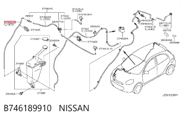 Injetor de fluido para lavador de vidro traseiro B746189910 Nissan/Infiniti