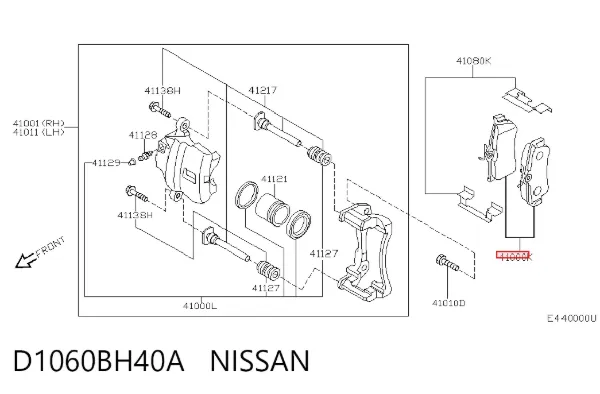 Sapatas do freio dianteiras de disco D1060BH40A Nissan/Infiniti