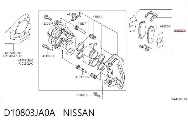 Chapa anti-ruído de fixação do freio de sapata dianteira D10803JA0A Nissan/Infiniti