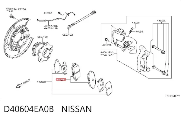 Sapatas do freio traseiras de disco D40604EA0B Nissan/Infiniti