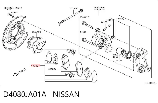 Sapatas do freio traseiras de disco D4080JA01A Nissan/Infiniti