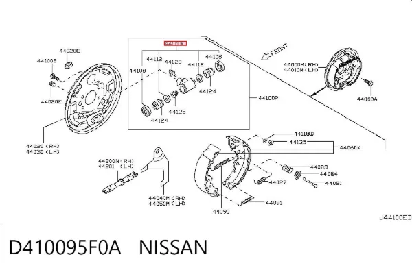 Kit de reparação de cilindro do freio traseiro D410095F0A Nissan/Infiniti