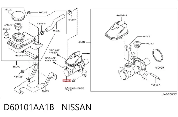 Cilindro mestre do freio Nissan Murano Z51