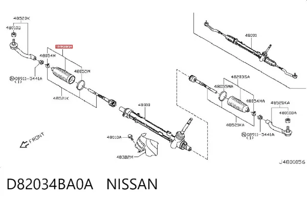 Bota de proteção do mecanismo de direção (de cremalheira) D82034BA0A Nissan/Infiniti