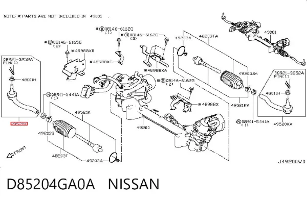 Ponta externa da barra de direção D85204GA0A Nissan/Infiniti