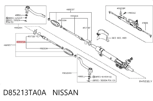 Tração de direção D85213TA0A Nissan/Infiniti