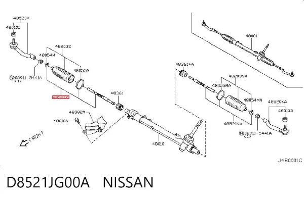 Tração de direção D8521JG00A Nissan/Infiniti