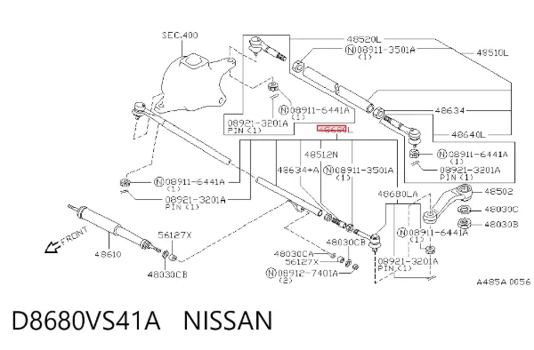 Tração de direção montada D8680VS41A Nissan/Infiniti