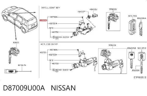 Fecho de ignição Nissan Note E11