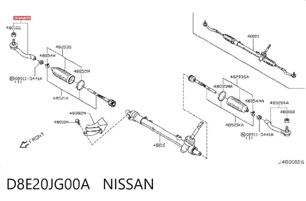 Ponta externa da barra de direção D8E20JG00A Nissan/Infiniti