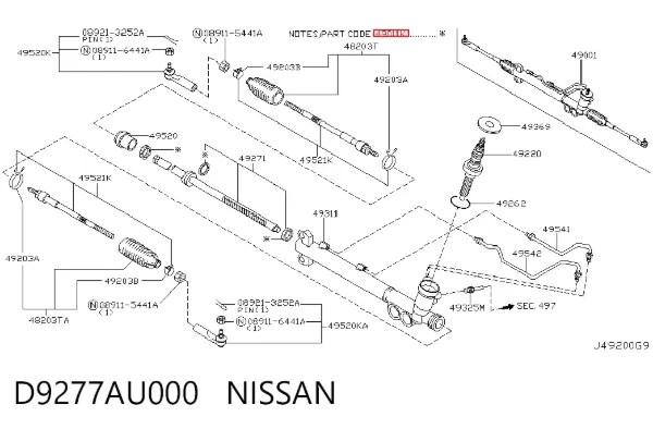 Kit de reparação da cremalheira da direção (do mecanismo), (kit de vedantes) D9277AU000 Nissan/Infiniti