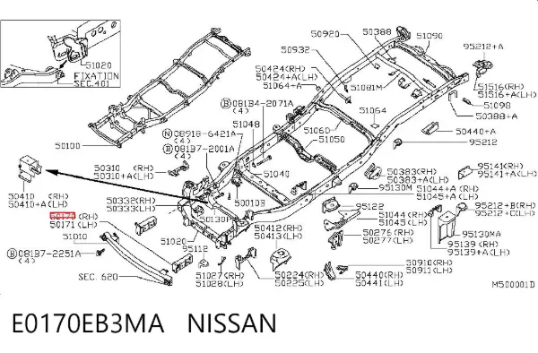 Consola de reforçador do pára-choque dianteiro E0170EB3MA Nissan/Infiniti