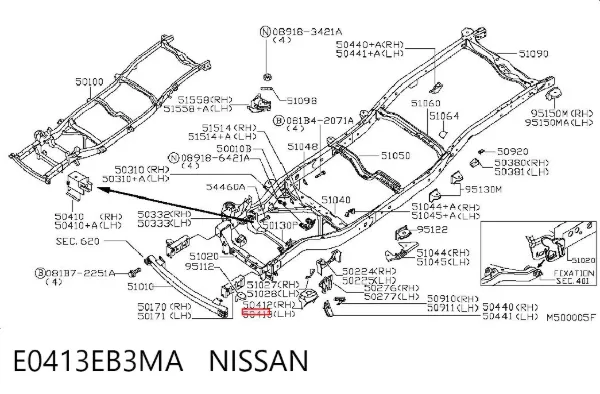 Coxim de chassi (de fixação de carroçaria) E0413EB3MA Nissan/Infiniti