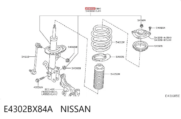 Amortecedor dianteiro direito E4302BX84A Nissan/Infiniti