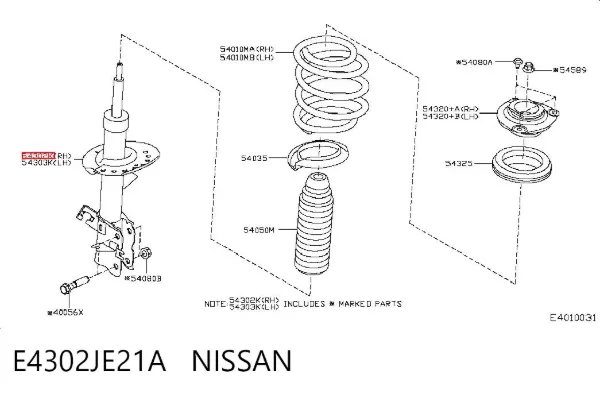 Amortecedor dianteiro direito E4302JE21A Nissan/Infiniti
