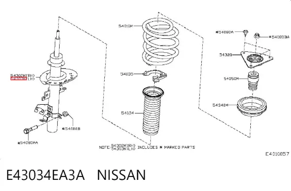 Amortecedor dianteiro esquerdo E43034EA3A Nissan/Infiniti