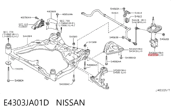 Amortecedor dianteiro esquerdo E4303JA01D Nissan/Infiniti