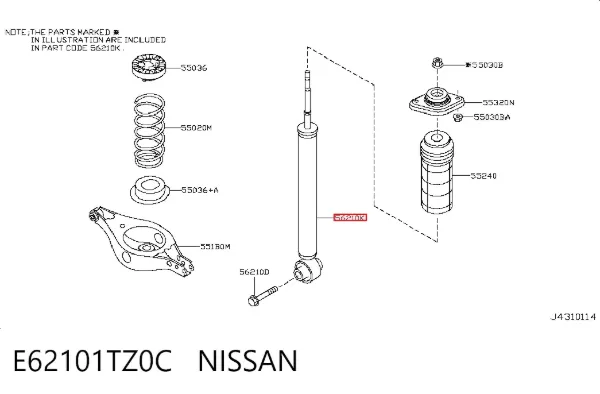 Amortecedor traseiro E62101TZ0C Nissan/Infiniti