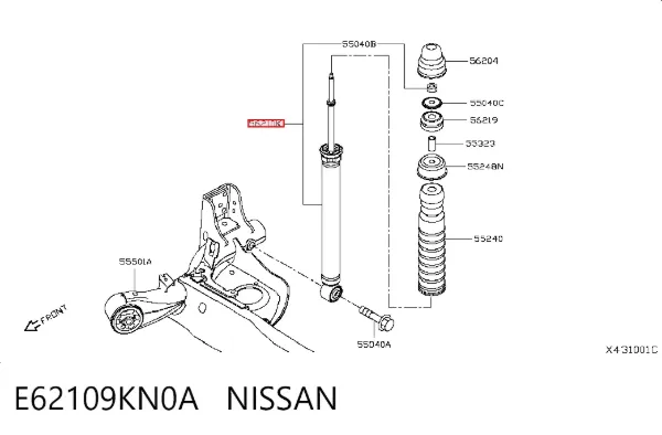 Amortecedor traseiro E62109KN0A Nissan/Infiniti