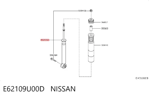 Amortecedor traseiro E62109U00D Nissan/Infiniti