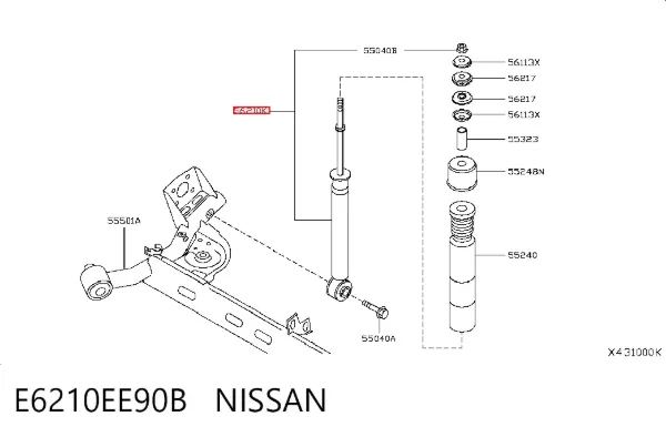 Amortecedor traseiro E6210EE90B Nissan/Infiniti