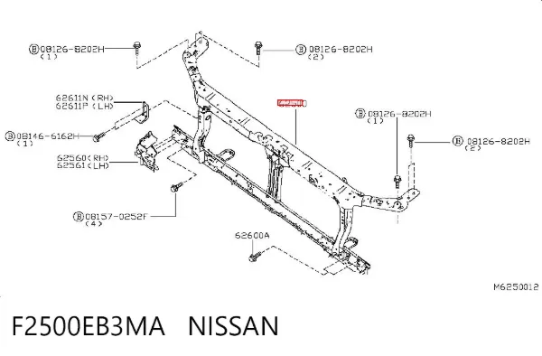 Suporte do radiador montado (painel de montagem de fixação das luzes) F2500EB3MA Nissan/Infiniti