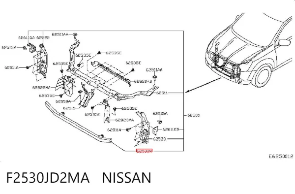 Suporte inferior do radiador (painel de montagem de fixação das luzes) F2530JD2MA Nissan/Infiniti