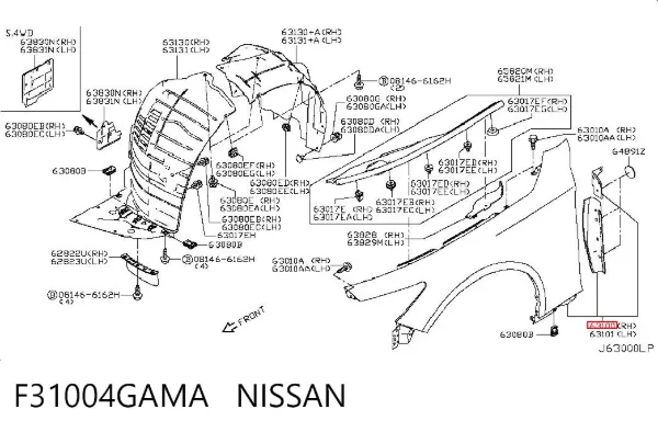 Pára-lama dianteiro direito F31004GAMA Nissan/Infiniti