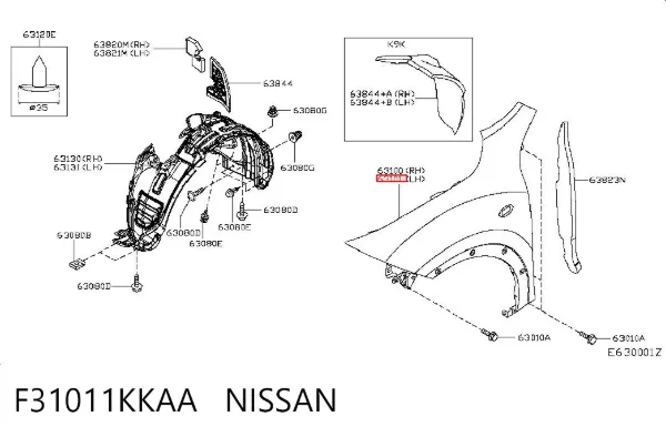 Pára-lama dianteiro esquerdo F31011KKAA Nissan/Infiniti