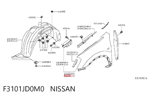 Pára-lama dianteiro esquerdo F3101JD0M0 Nissan/Infiniti